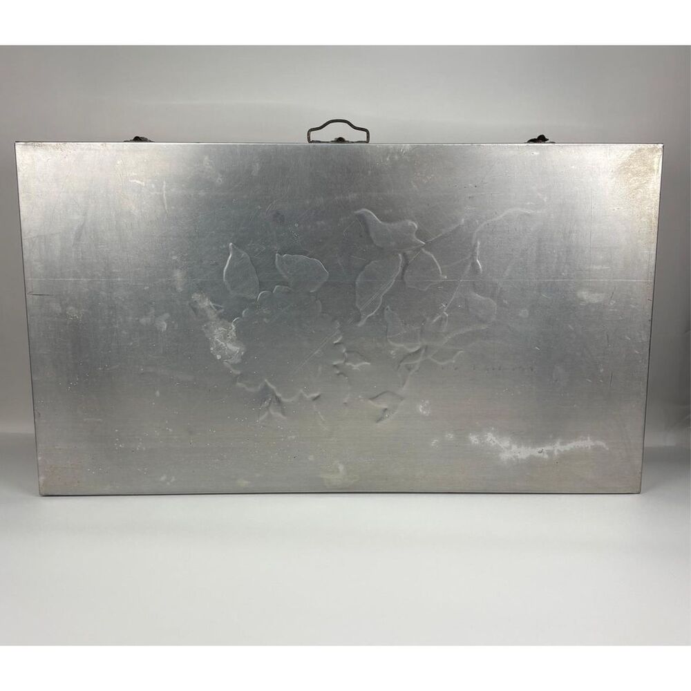 Vtg Eagle Lock Co Aluminum Wedding Dress Light Weight Storage Box Floral 32x18x8